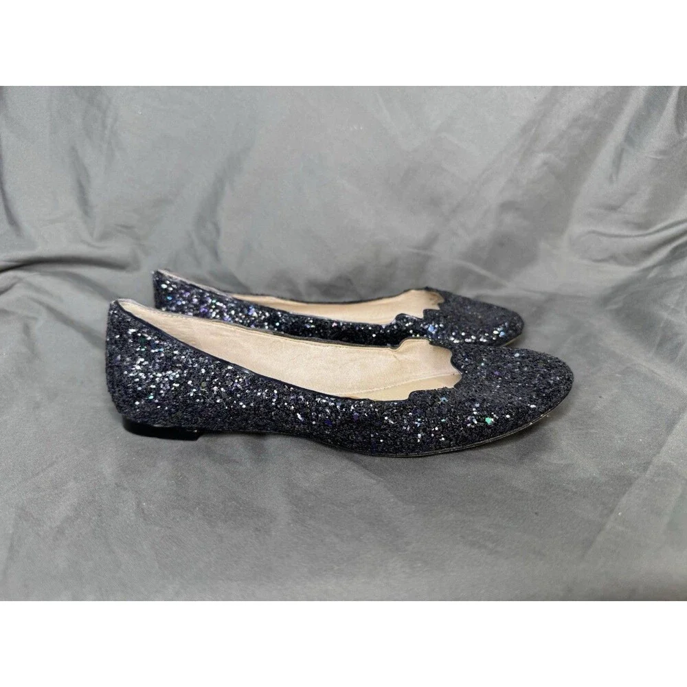 Sam Edelman Alaine Black Glitter Flats Shoe Ballet Sparkle Classy Preppy Size 7 - Picture 2 of 6